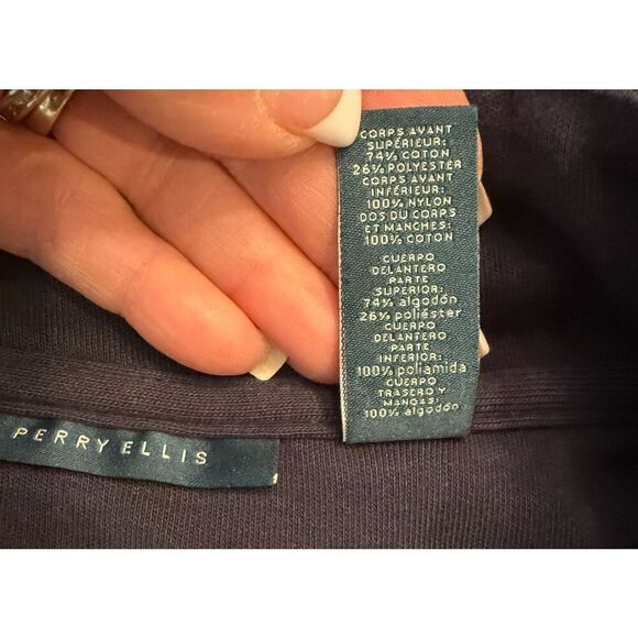 Perry Ellis Men’s Mixed Media Full Zip Sweater Sz. XXL Blue Zip Pockets - Picture 9 of 10